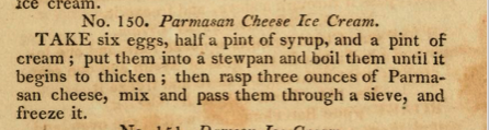 A photocopy of Frederick Nutt's historic parmesan cheese ice cream recipe. 